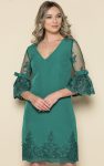 Rochie eleganta cu croi in A ai maneca din broderie