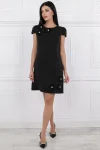 Rochie casual eleganta cu flori aplicate si buzunare