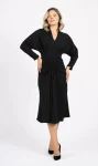 Rochie eleganta neagra prevazuta cu pliuri la talie