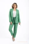 Sacou verde din vascoza cu snur la maneci