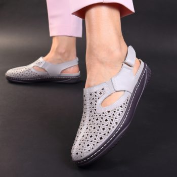 Sandale gri inchise in fata piele naturala Rebe