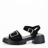 Sandale negre cu talpa groasa 8068 128