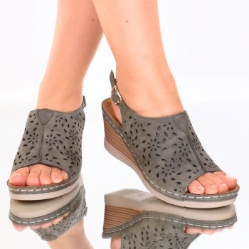 Sandale piele ecologica kaki Zora