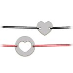 Life – Set bratari personalizate snur cu banut si inima cu nume din argint 925