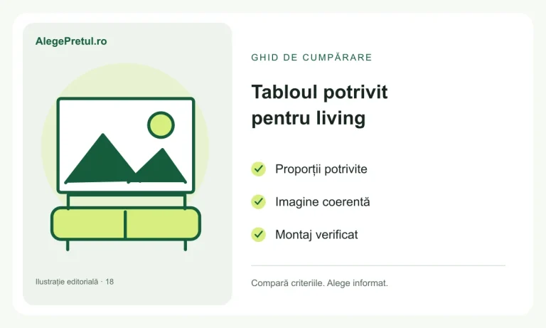 Ilustrație editorială: tablou canvas pentru living: dimensiune, imagine și poziționare