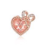 Talisman din argint Heart Bow Rose Gold