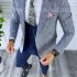 Sacou barbati in carouri slim fit bleumarin  B5303 16-1.2