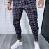 Pantaloni barbati casual regular fit bleumarin in carouri B1589 F7-5