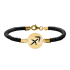 Bratara Premium din piele impletita si banut argint 925 placat cu aur galben 24K personalizat cu zodiac – Pesti