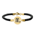 Bratara Premium din piele impletita si banut argint 925 placat cu aur galben 24K personalizat cu zodiac – Balanta