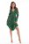 Rochie eleganta asimetrica verde cu imprimeu floral colorat