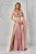 Rochie eleganta roz prafuit vaporoasa cu slit pe picior