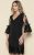 Rochie neagra eleganta cu broderie la baza si maneci clopot