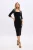 Rochie eleganta din catifea neagra cu croiala mulata si lungimea midi accesorizata cu cristale