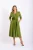 Rochie eleganta verde fistic cu croi in clos si detaliu la talie