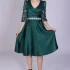 Rochie din voal verde accesorizata cu pietre stras la talie