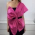 Bluza rosie eleganta cu falduri maneci