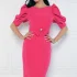 Rochie eleganta clos fucsia cu buzunare laterale confectionata din material vaporos