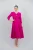 Rochie eleganta fucsia cu croiala in clos si volane la bust