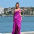 Rochie eleganta lunga din tafta cu slit in lateral