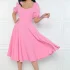 Rochie eleganta clos fucsia cu buzunare laterale confectionata din material vaporos