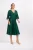 Rochie eleganta de culoare verde cu croiala in clos si lungime midi confectionata din dublu voal