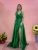 Rochie lunga verde cu slit pe picior