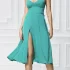 Rochie eleganta plisata de culoare turquoise si slit pe picior