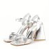 Sandale albe cu toc gros BL720 130