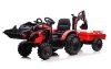Tractor electric cu remorca pentru copii Kinderauto 720-T, 90W 12V, cupa si incarcator incluse, premium, culoare rosie