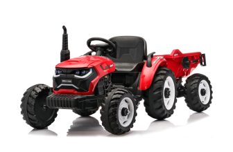 Tractoras electric pentru copii, Kinderauto 1804, 90W, 12V 10Ah, cu remorca basculabila, rosie