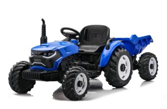 Tractoras electric pentru copii, Kinderauto 1804, 90W, 12V 10Ah, cu remorca basculabila, albastru