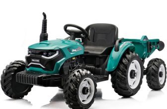 Tractoras electric pentru copii, Kinderauto 1804 90W 12V 10Ah cu remorca basculabila, culoare verde