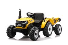Tractoras electric pentru copii, Kinderauto 1804, 90W, 12V 10Ah, cu remorca basculabila, galben