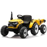 Tractoras electric pentru copii, Kinderauto 1804, 90W, 12V 10Ah, cu remorca basculabila, galben