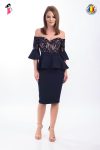 Rochie MBG Collection de ocazie conica cu maneci clopot si peplum la talie