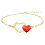 Zorana – Bratara personalizata din argint placata cu aur galben 24K si cristal – Inimioara